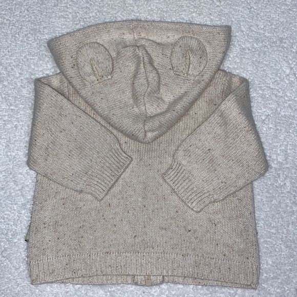 Disney sincerely Pooh oatmeal knit zip hooded eared sweater 0/3m - Picture 5 of 8